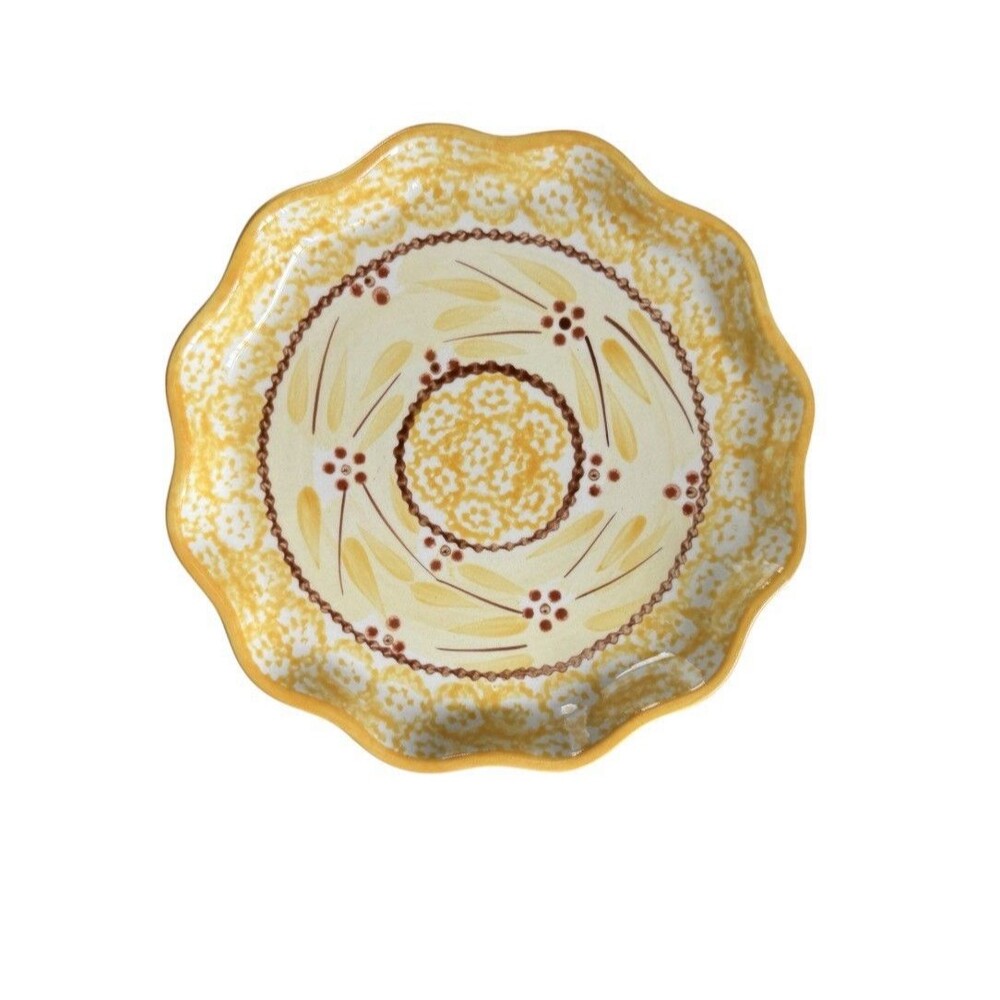 Set of 2 Temp-tations by Tara Old World Yellow 8" Ruffled Salad Plates